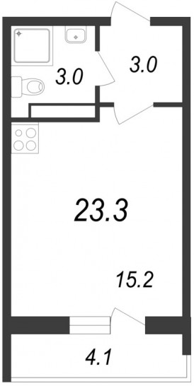 Студия 23.3 м²