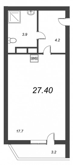 Студия 27.4 м²
