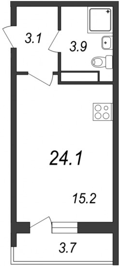 Студия 24 м²