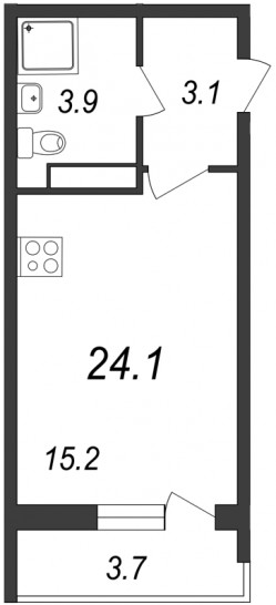 Студия 24 м²