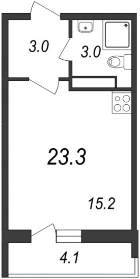 Студия 23.2 м²