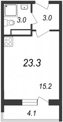 Студия 23.2 м²