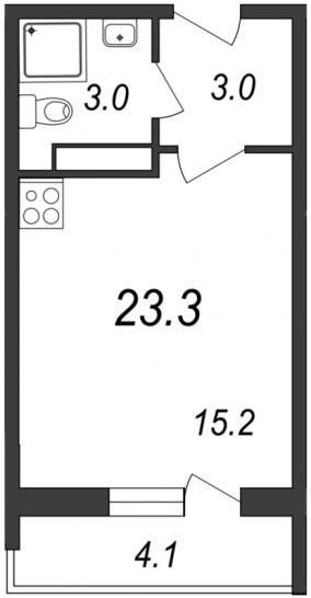 Студия 23.2 м²