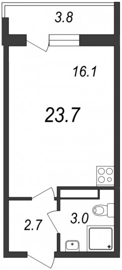 Студия 23.7 м²