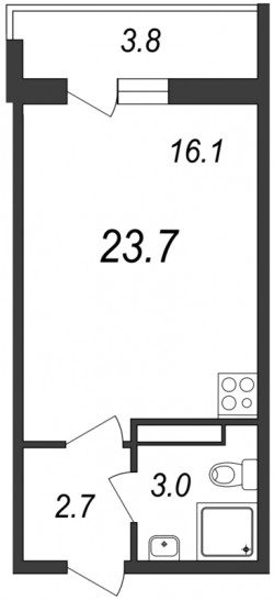 Студия 23.7 м²