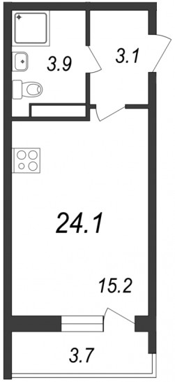 Студия 24 м²
