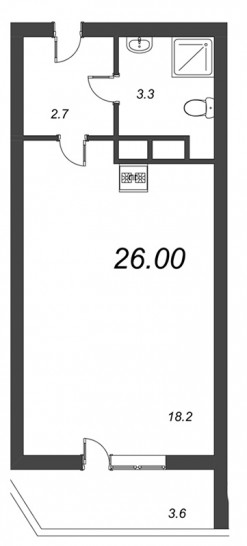 Студия 26 м²