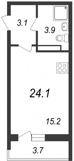 Студия 24 м²