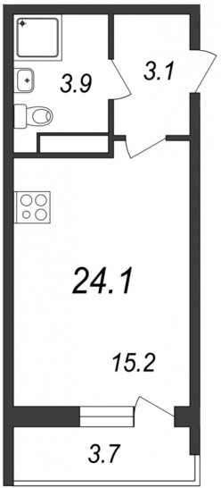 Студия 24 м²