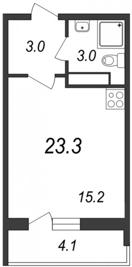 Студия 23.2 м²