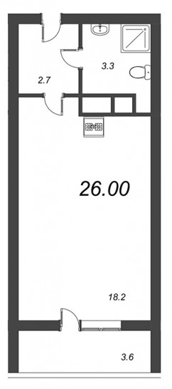 Студия 26 м²