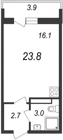 Студия 23.7 м²